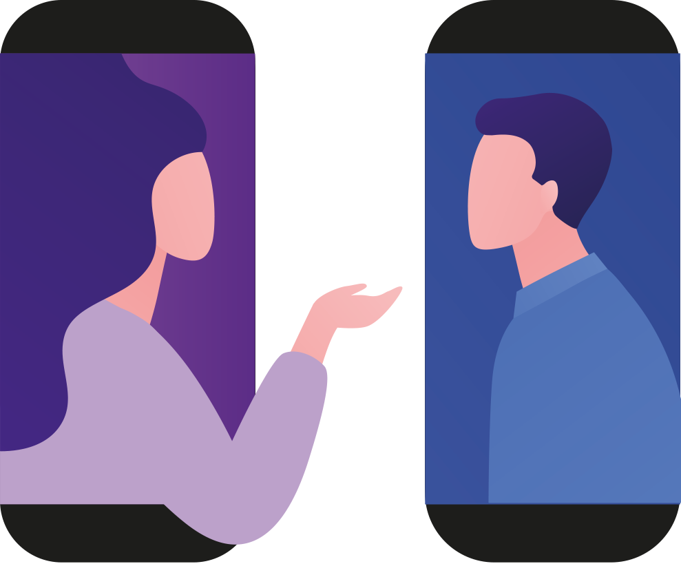 Face to face illustration within smartphones