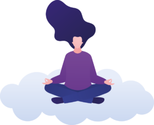 Illustration of person meditating on cloud