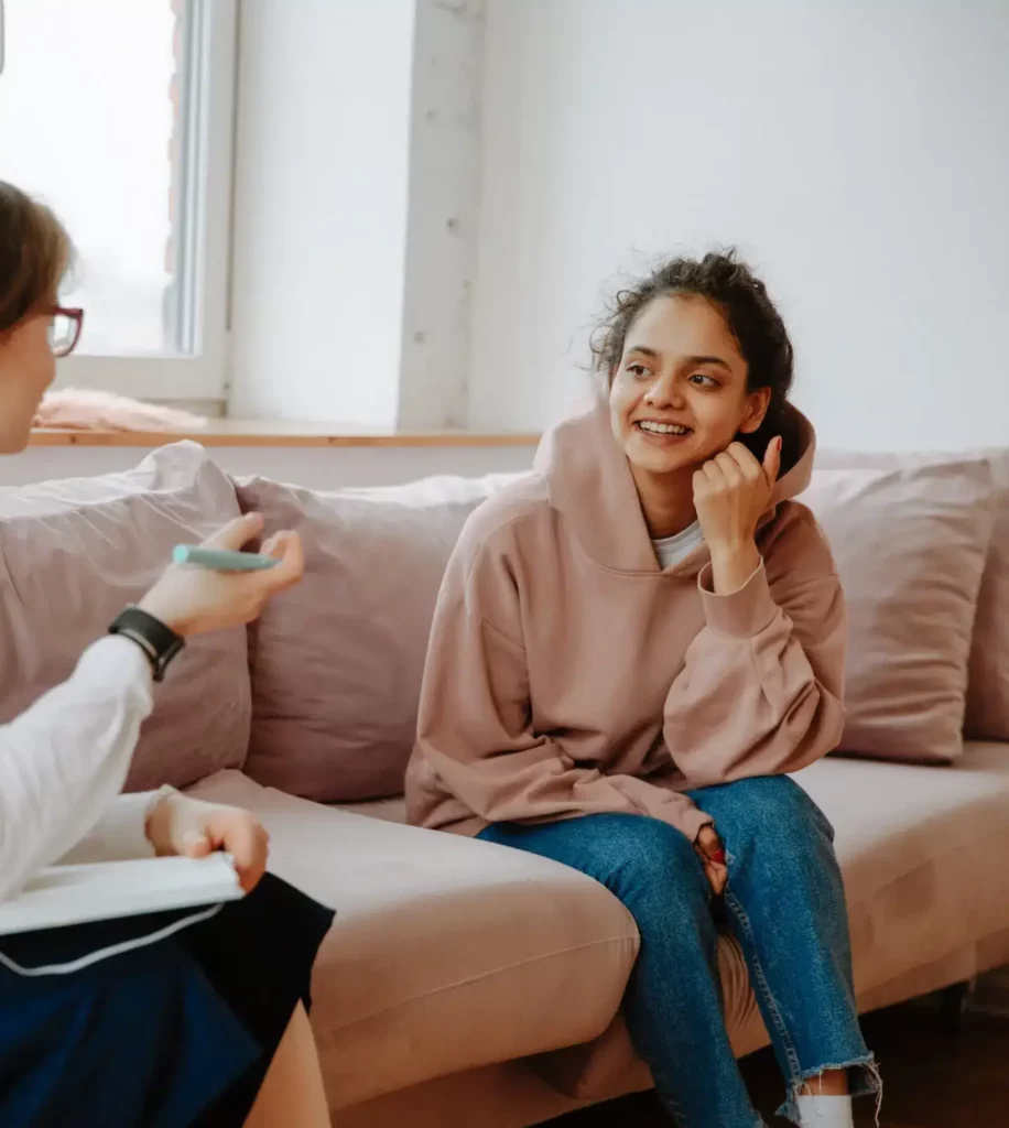 two women chatting