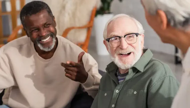 Men group smiling