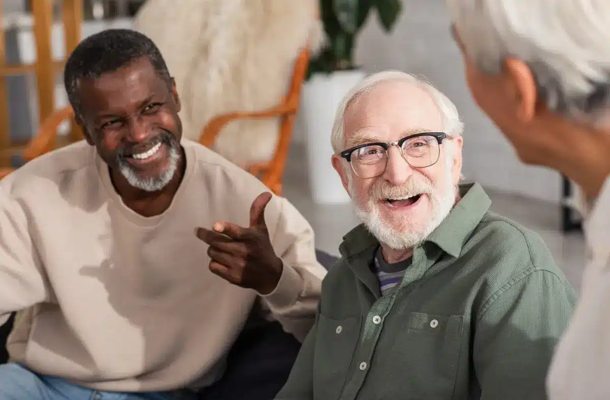 Men group smiling