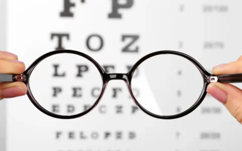 Glasses on eye test