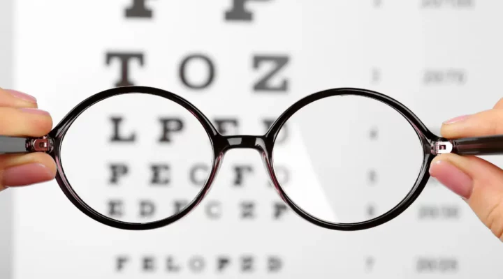 Glasses on eye test