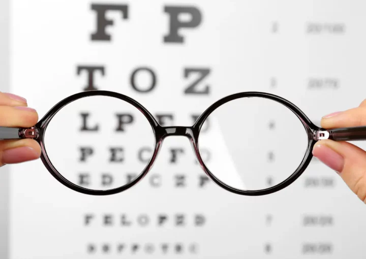 Glasses on eye test