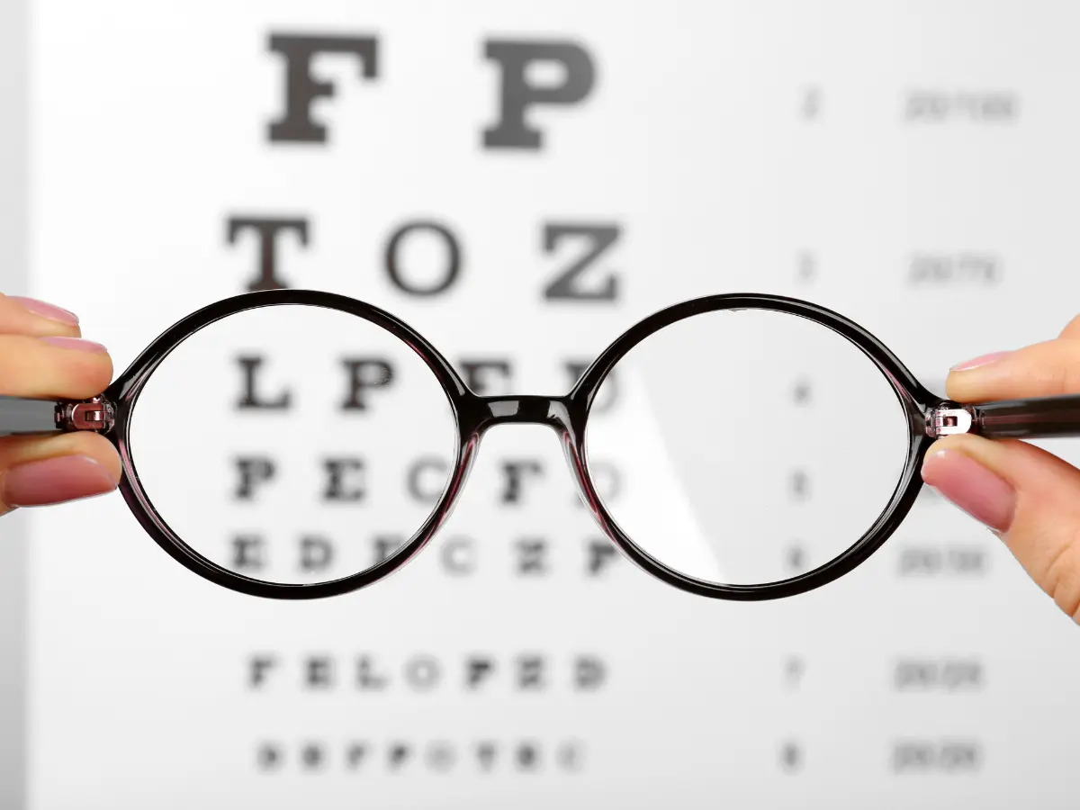Glasses on eye test
